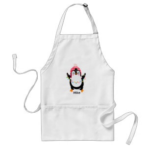 Tablier Pingouin scintillant avec lumières de Noël