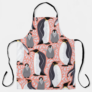 Tablier Pingouins empereurs et leurs petits sur un papier 