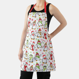 Tablier Pingouins rouges et verts