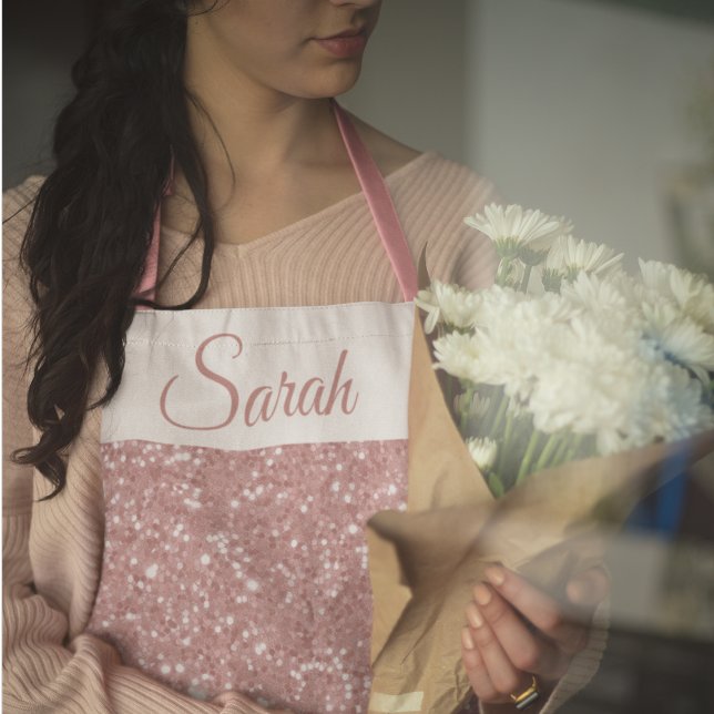 Tablier Pink Glitter Custom Name Kitchen Apron (Créateur téléchargé)