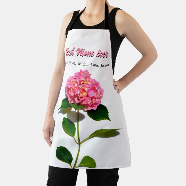 Tablier Pink hydrangea rose floral meilleure maman jamais (Insitu)