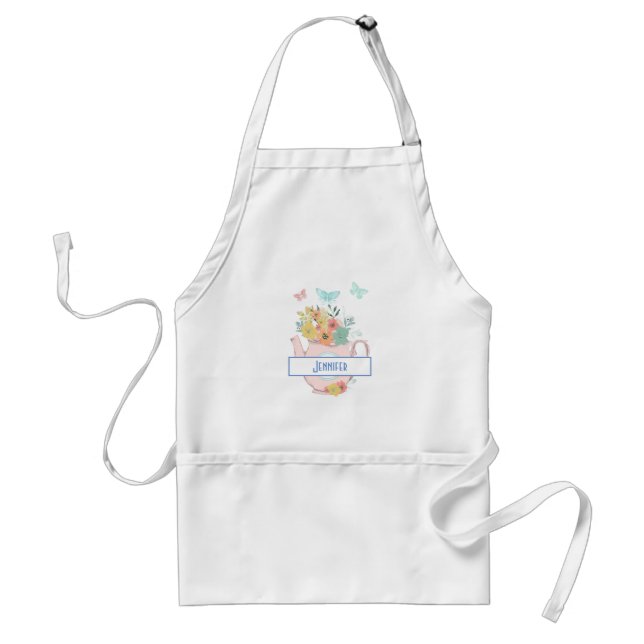Tablier Pink Teapot with Flowers & Butterflies (Devant)