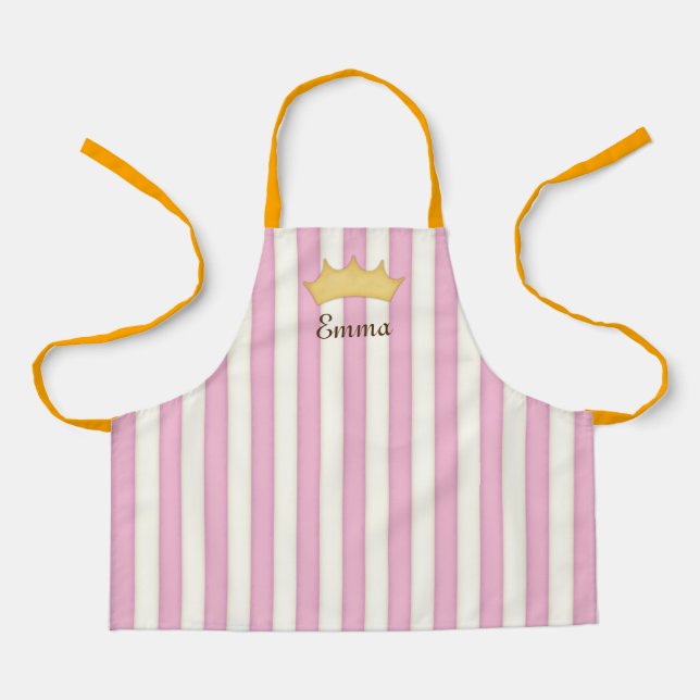 Tablier Pink Victorian Stripes Nom personnalisé Princesse (Recto)