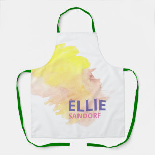 Tablier Pink Yellow Grunge Nom personnalisé Chef Baker