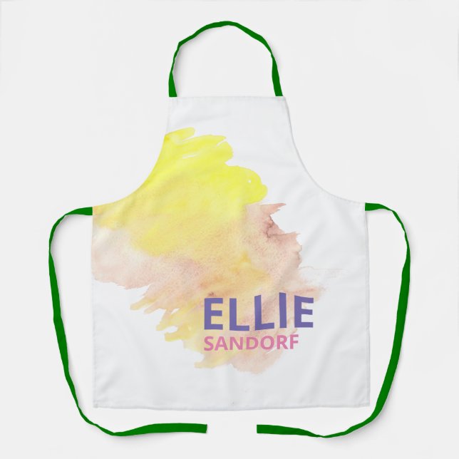 Tablier Pink Yellow Grunge Nom personnalisé Chef Baker Apr (Recto)