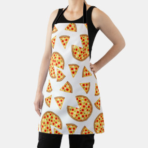 Tablier Pizza et tranches de cool motif sur blanc