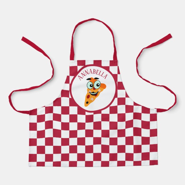 Tablier pizza mignonne ajouter nom enfants cuisine (Recto)
