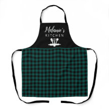 Plaid Green Buffalo Check Cuisine Outils Nom Apron