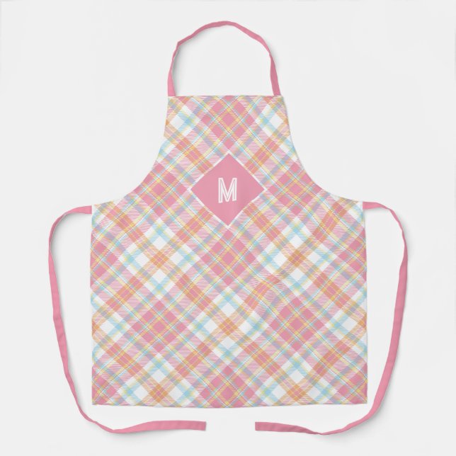 Tablier Plaid Monogramme personnalisé / Motif Tartan (Recto)