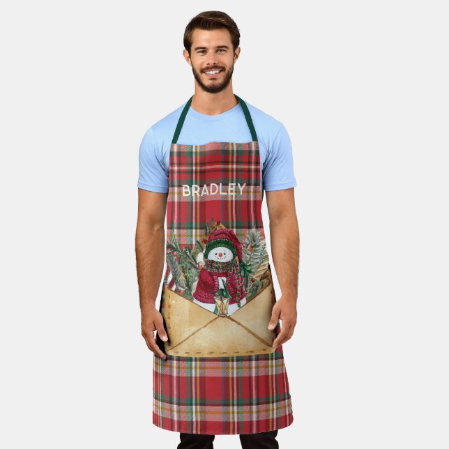 Tablier Plaid Rustic Holidays Personnalisé Mignons Nouveau (Porté)