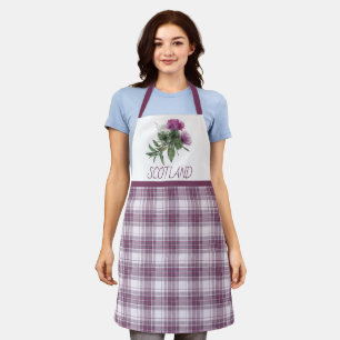 Tablier Plaid violet à la fleur d'Ecosse chardon