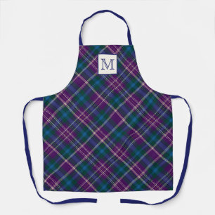 Tablier Plaid violet, bleu et vert
