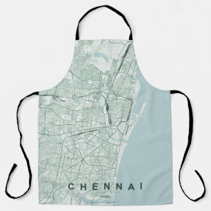 Tablier Plan de la ville de Chennai en Inde, design minima
