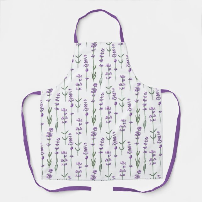 Tablier Planche de fleurs violettes de lavande (Recto)