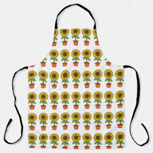 Tablier Plante de tournesol Kawaii dans un pot