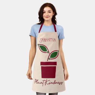 Tablier Plante Kindness Feuilles Nom Beige Bourgogne
