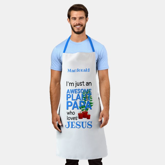 Tablier Plante PERSONNALISÉ PAPA AIME JESUS (Porté)