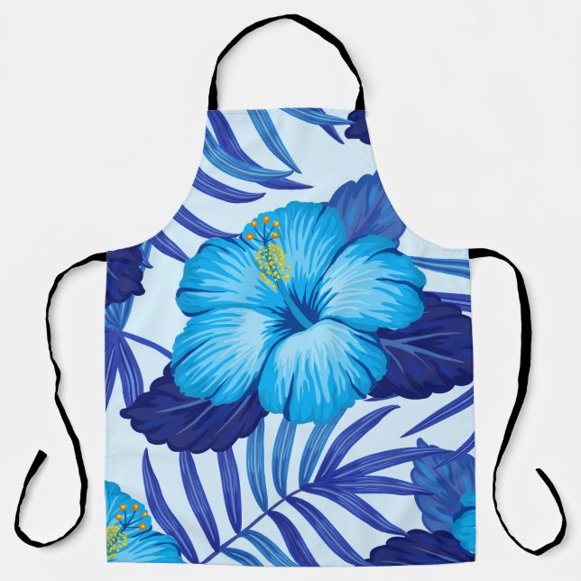 Tablier Plantes tropicaux hawaïens, motif hibiscus. (Recto)