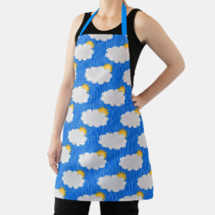 Tablier Pluie de nuages de soleil Design Motif bleu