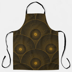 Tablier Plumes asiatiques : noir or sans soudure.