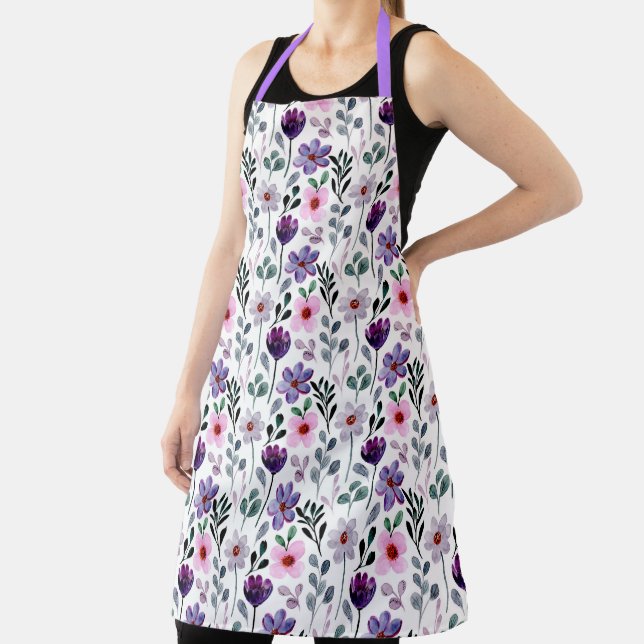 Tablier Plutôt Rose Et Violet Floral (Insitu)