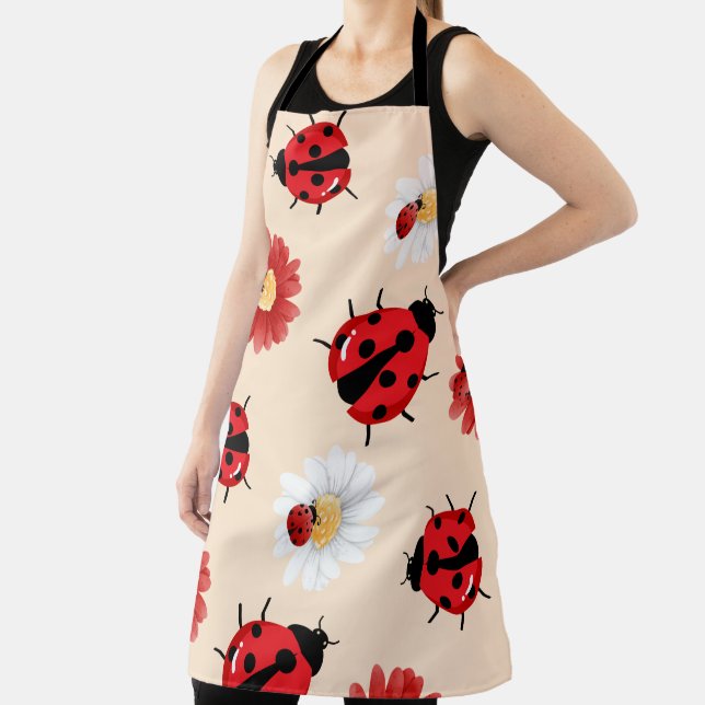 Tablier Pneuka rouge mignon point Ladybug fleur été Fille (Insitu)