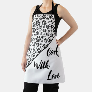 Tablier Poches de chien noir et blanc Polka Dot Apron