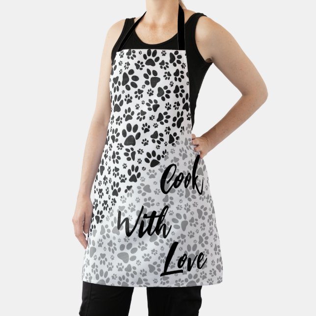 Tablier Poches de chien noir et blanc Polka Dot Apron (Insitu)