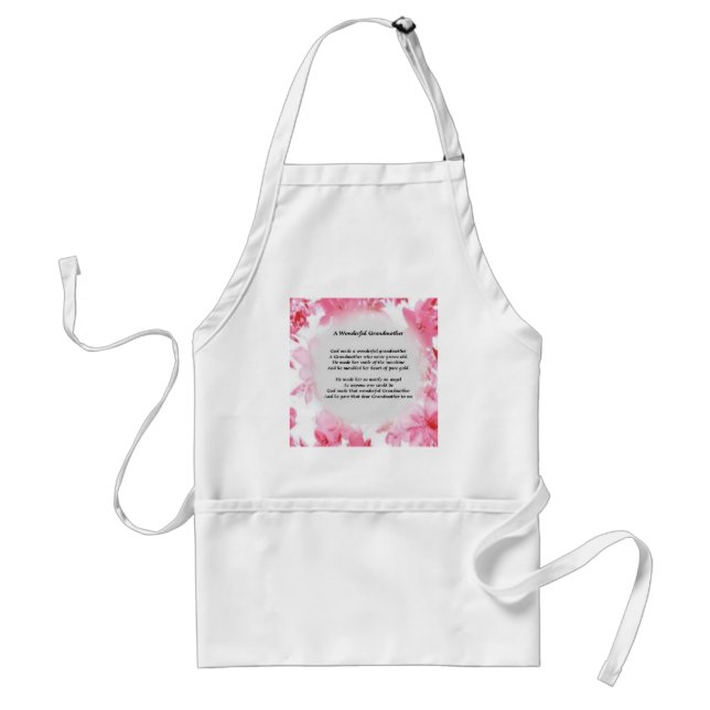 Tablier Poème de grand-mère - floral rose (Devant)