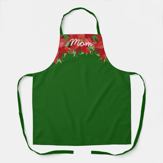 Tablier Poinsettias Green Personnalisé (Recto)