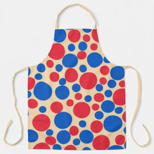 Tablier Points Rouge Et Bleu Sur Tan