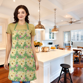 Tablier Poires à fleurs vert