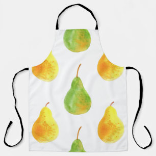 Tablier Poires dessinées à la main, aquarelle image alimen