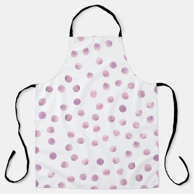 Tablier Pois aquarelle, arrière - plan géométrique rose. (Recto)