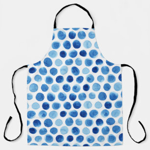Tablier Pois bleus, motif aquarelle sans couture.