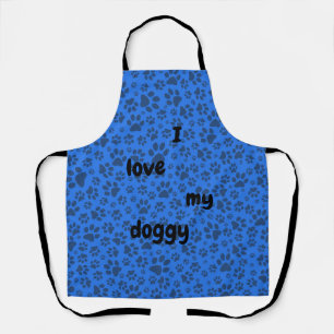 Tablier Pois de chien noir et blanc Pointe Polka sur le bl