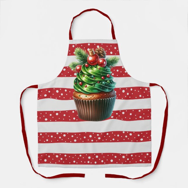 Tablier Pois de Noël et Apron Cupcake (Recto)