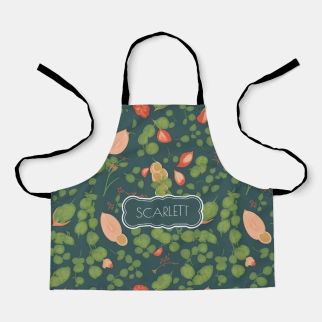Tablier Pois Floral coloré Motif personnalisé (Recto)