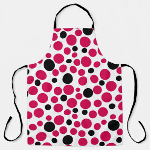 Tablier pois noir rouge rétro sur arrière - plan blanc