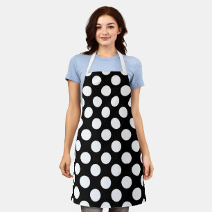 Tablier Pois noirs et blancs, Motif Polka