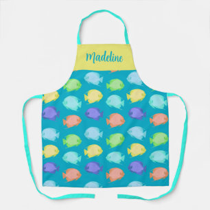 Tablier Poisson Angel Design en corail jaune Turquoise