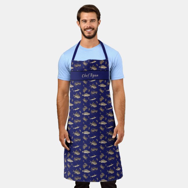 Tablier Poisson Coquillages Mouches Pêcheurs Apron personn (Porté)