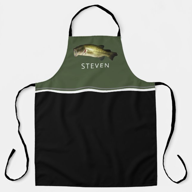 Tablier Poisson de basse à grande bouche Chef personnalisé (Recto)