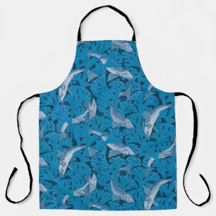 Tablier Poisson Nage d'algues Coral Bleu Vintage Classique