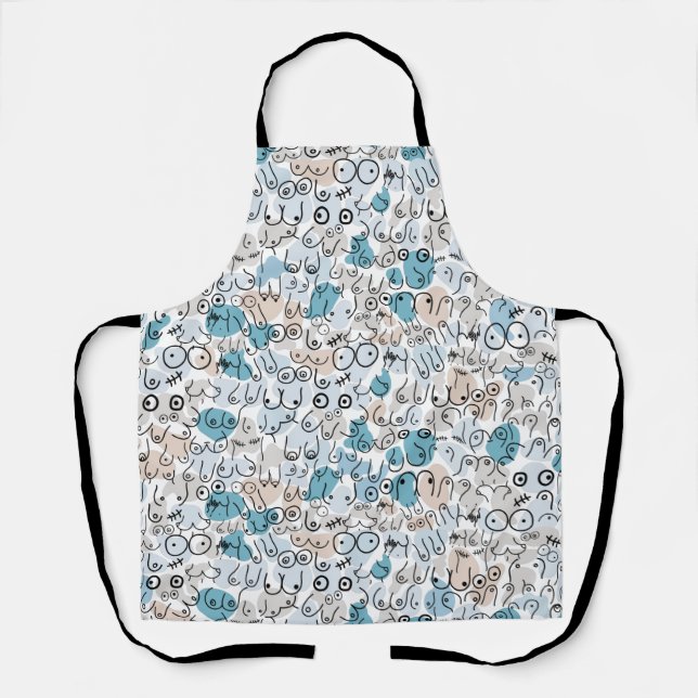 Tablier poitrine amusante bleue (Recto)