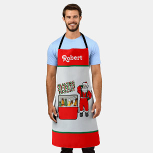 Tablier Poitrine Rouge De Glace Avec Bière Et Père Noël