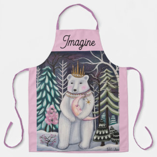 Tablier Polar Bear and Moon Winter Whimsical Art