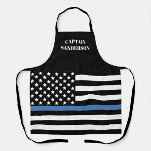 Tablier Police Nom Mince Blue Line Officier du drapeau am