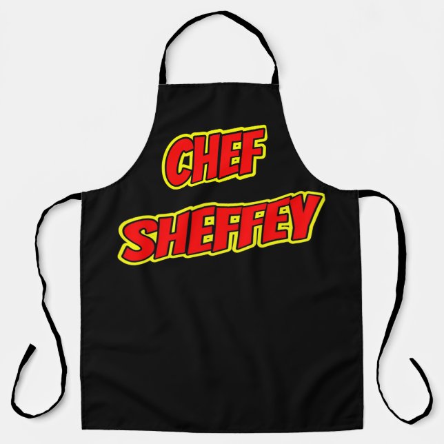 Tablier Polices de la bande dessinée rouge Sheffey (Recto)