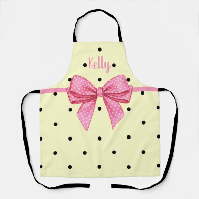 Tablier Polka dot pink and bow (Recto)
